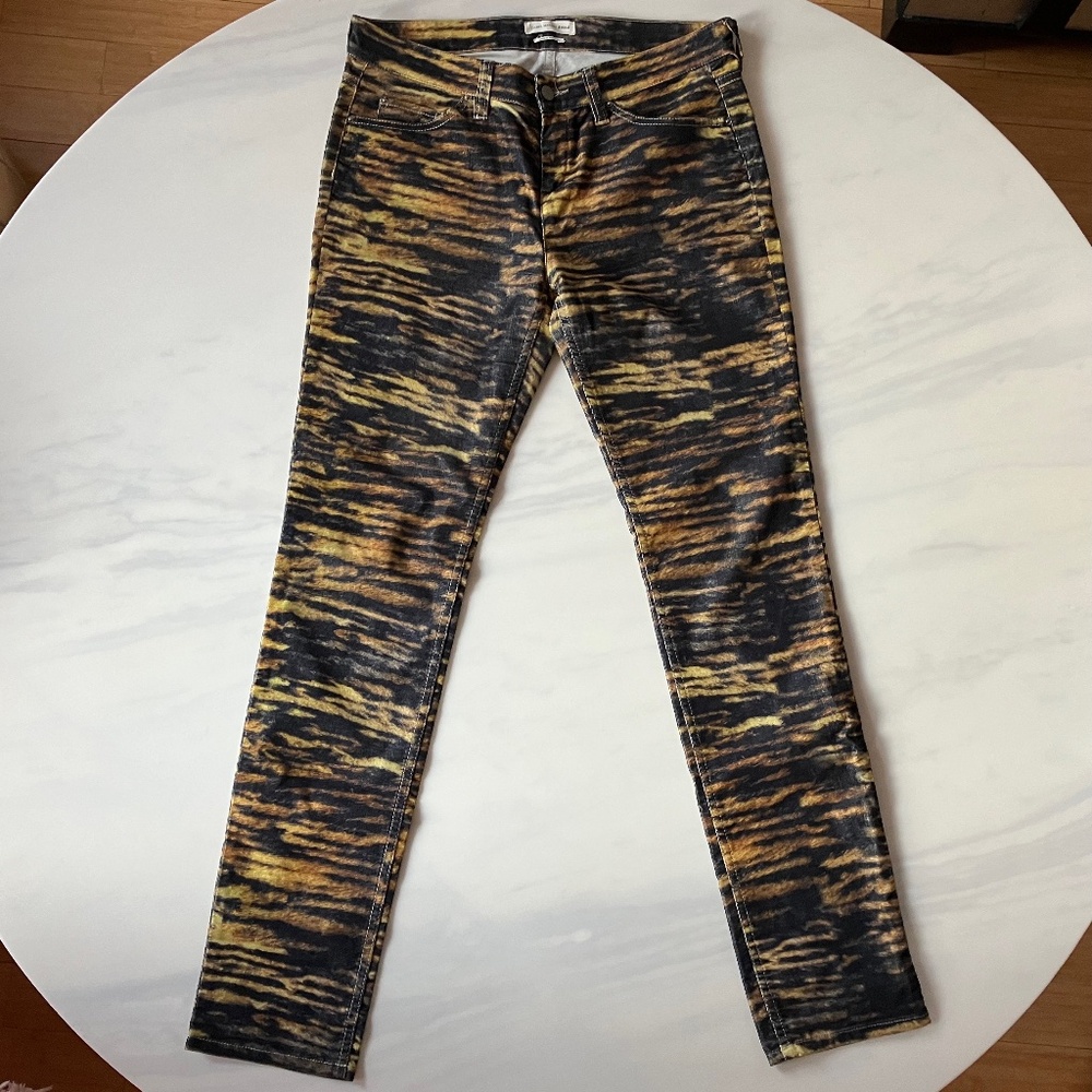 Isabel Marant Black and Yellow Tiger-Print Skinny Jeans